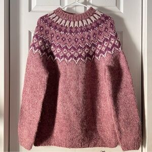 Hand Knit Nordic Fair Isle Pullover Sweater